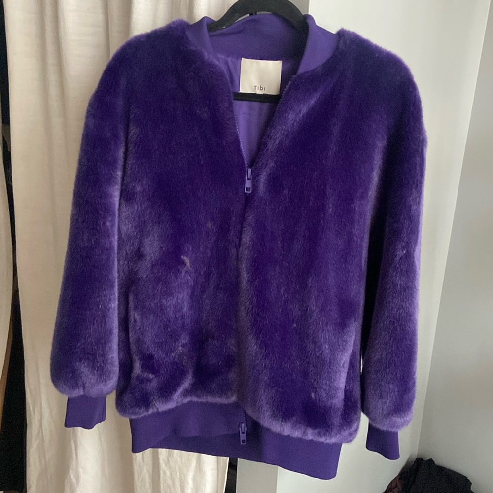 Tibi Faux Fur Oversized Bomber XS